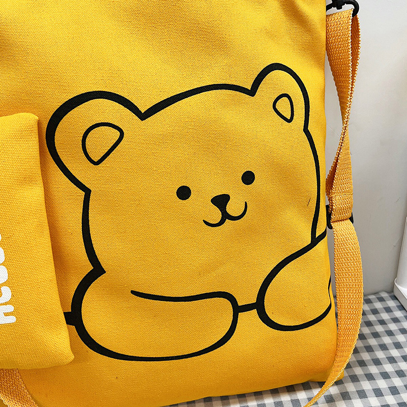 Canvas bags, primary and secondary school students' tutorial bags, single-shoulder bags, crossbody canvas bags, versatile and large-capacity schoolbags Specification drawing