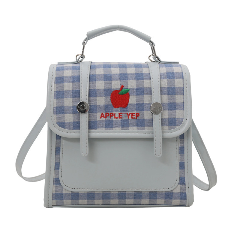 Japanese-style niche design checkered small backpack, lightweight and multi-functional crossbody bag, fresh and clean school style bag Item Picture