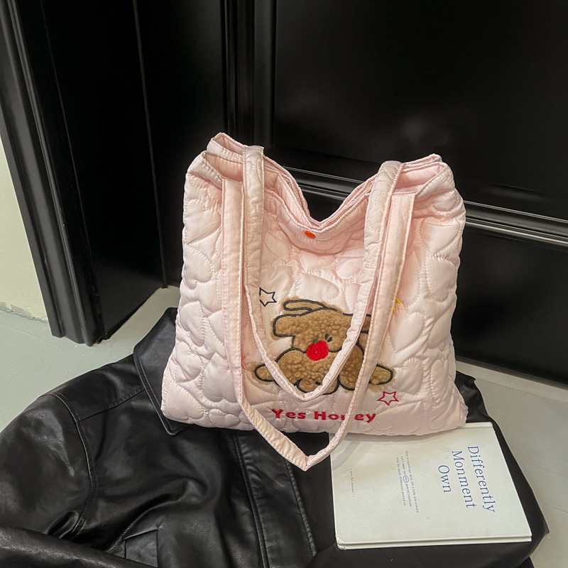 Cute girl Tote bag for girls, 2024 new large-capacity single-shoulder bag, cartoon dog, college student commuting bag for class Specification drawing