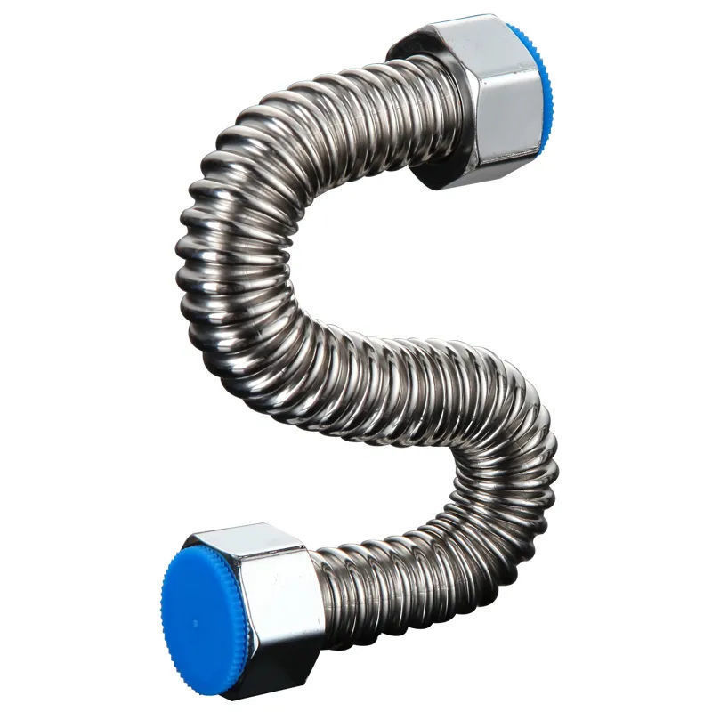 Stainless steel corrugated pipe 4-point water heater cold and hot connection water inlet pipe, metal explosion-proof heat-resistant high-pressure pipe hose BC Specification drawing