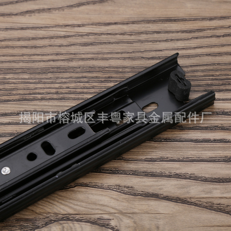 Wholesale buffer sliding door steel ball slide rails, silent cold-rolled steel wardrobe guide rails, drawer tracks, 35mm wide three-section slide rails Specification drawing