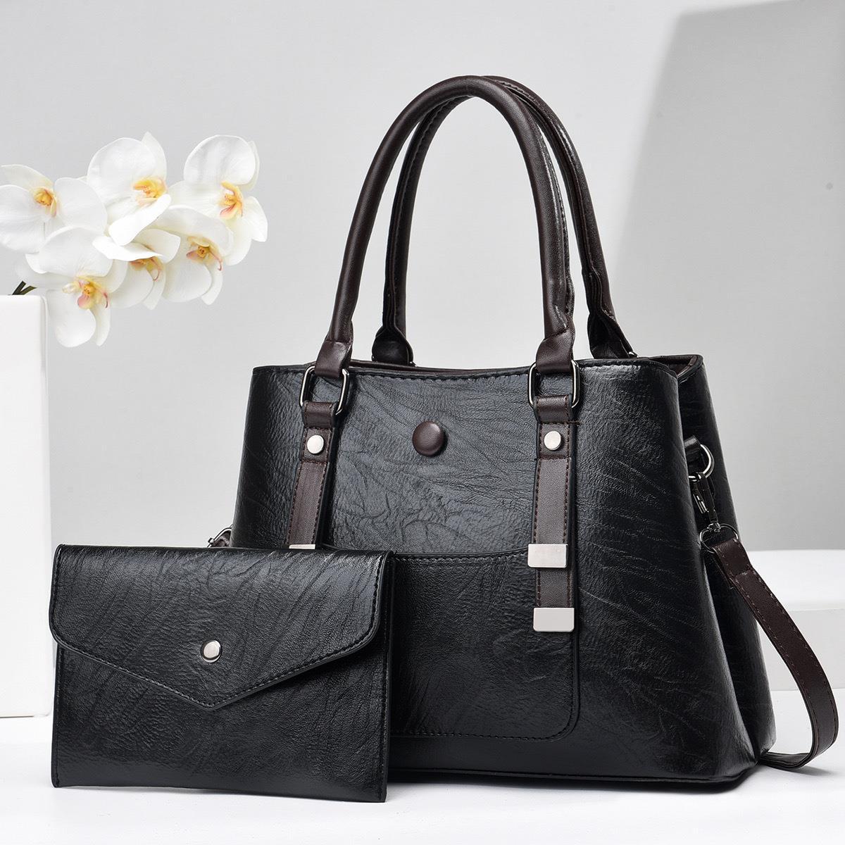 Taizhou ladies' large bag, fashionable and retro three-piece set, large-capacity single-shoulder crossbody handbag, cross-border trade full figure