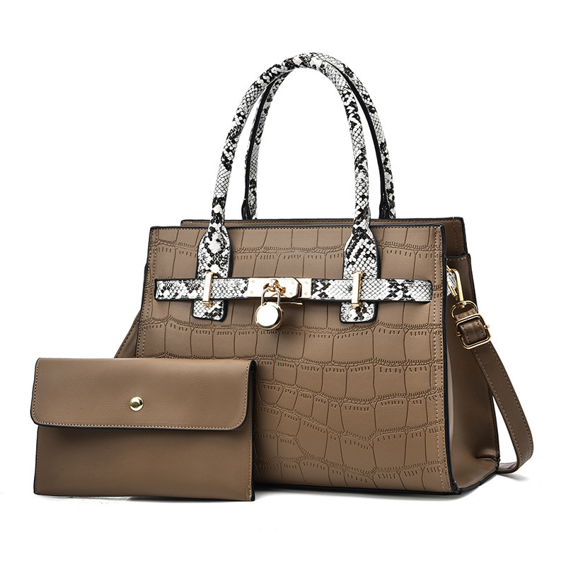 Fashionable large-capacity women's bag 2022 new style European and American stone pattern mother-and-child bag, casual single-shoulder bag, cross-border export bag Item Picture