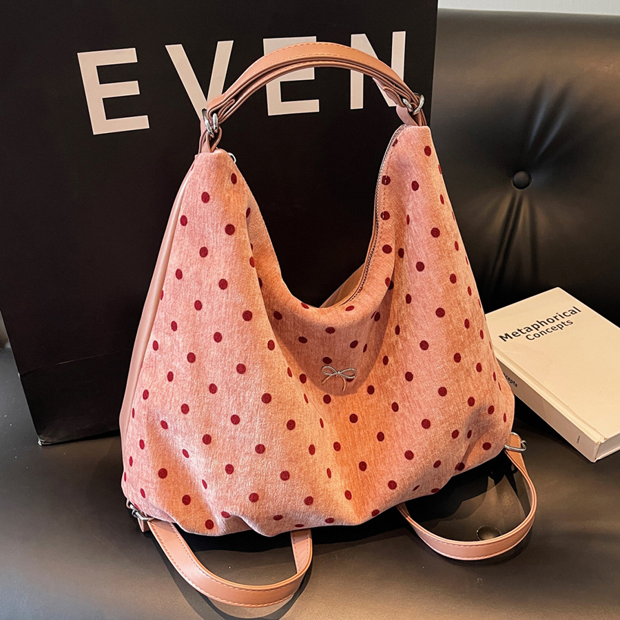 Korean Polka dot Tote backpack for Women 2024 New model, large-capacity versatile crossbody bag, multi-functional commuting bag full figure