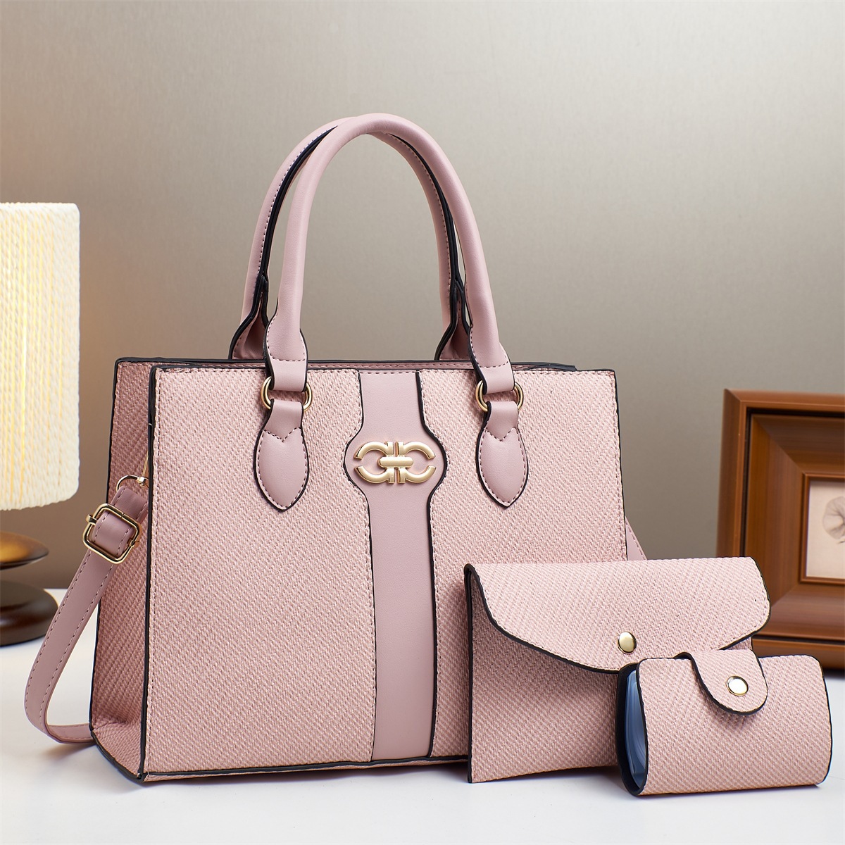 We are shipping the 2025 new style of patchwork mother and child bag three-piece set, a fashionable and versatile single-shoulder bag, and a simple and trendy cross-border handbag Specification drawing