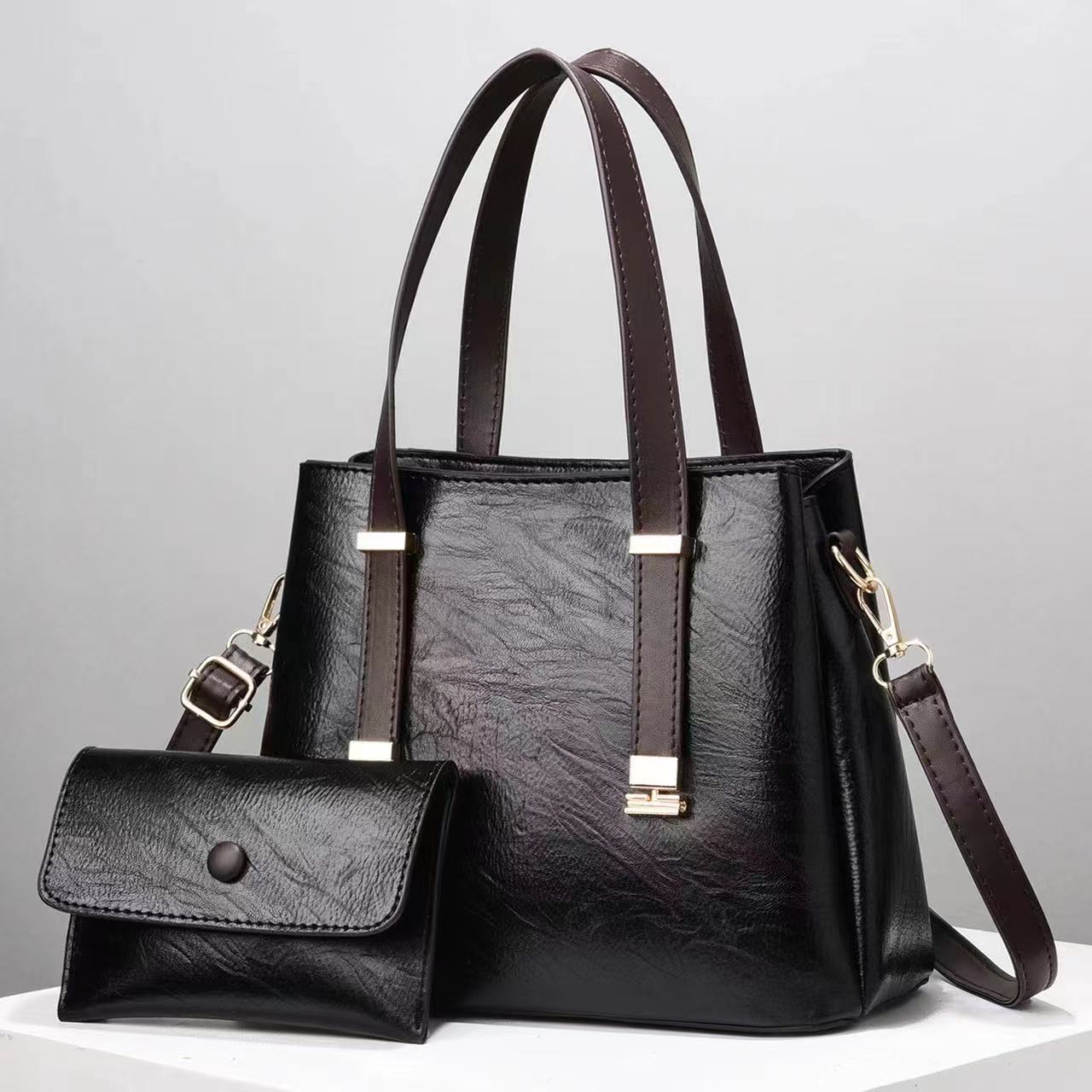 A new cross-border fashionable and retro mom handbag set of two pieces, a spacious and large-capacity single-shoulder crossbody bag for women full figure