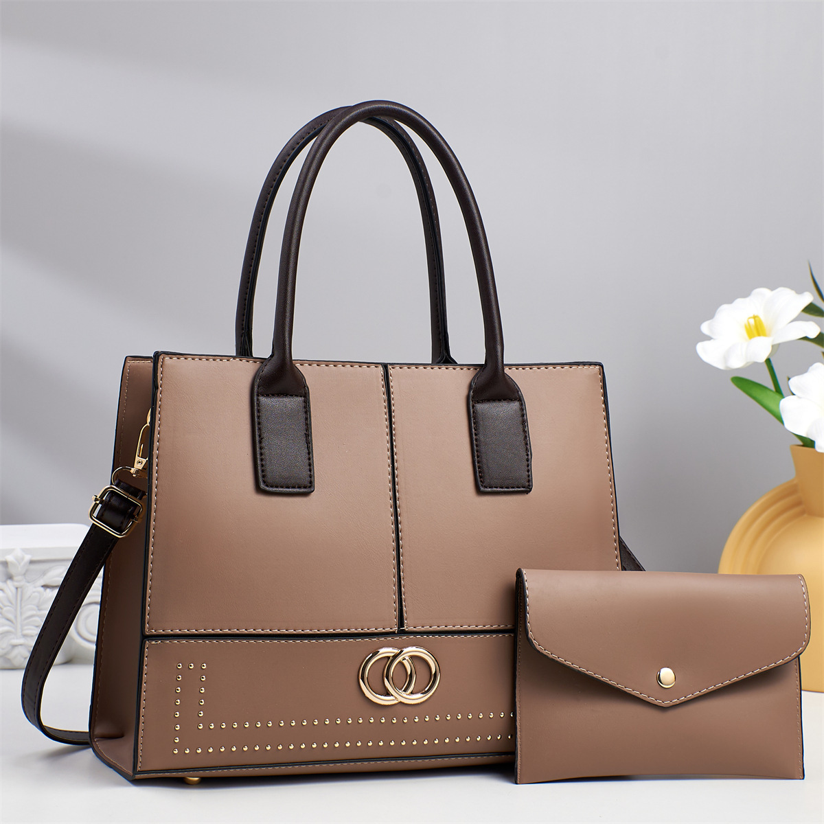 New solid color, personalized and high-end 2025 simple and versatile mother and child bag, single-shoulder and hand-carry cross-border quality large capacity bag Specification drawing