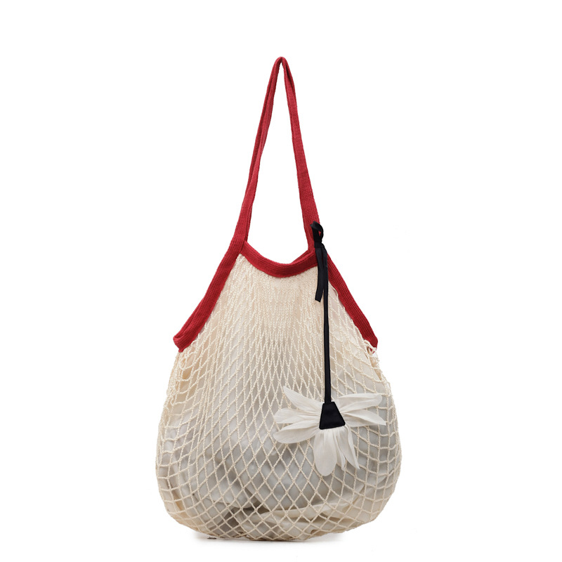 Trendy underarm bag, simple bucket bag, hollowed-out large capacity single-shoulder bag, new summer 2025 style, stylish knitted underarm bag Item Picture