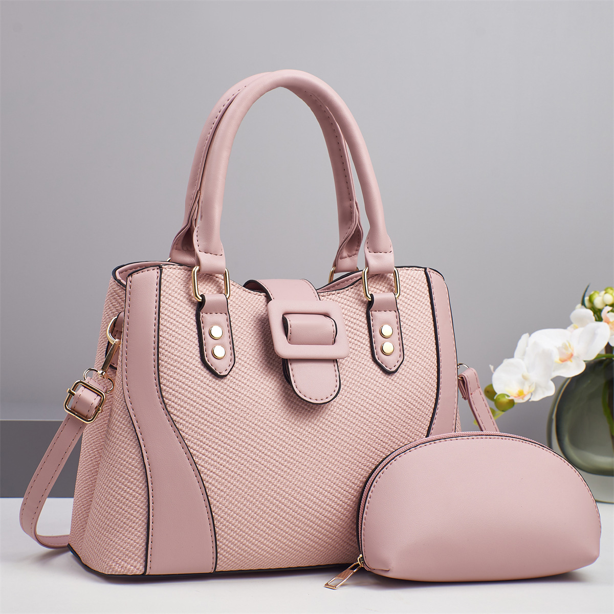 The new patchwork fashionable mother-and-child bag is versatile for cross-border use. It has a large capacity handbag and a high level of appearance. The single-shoulder bag is light, luxurious, elegant and trendy Specification drawing