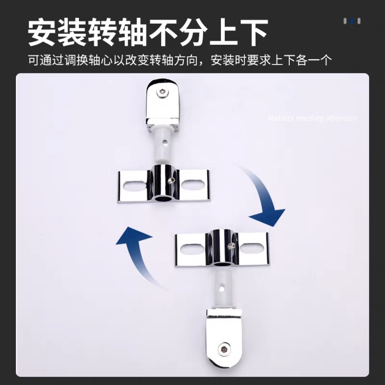 Shower room accessories, glass door, stainless steel upper and lower shafts, top and bottom clamps, shower room door clamps, rotating shafts, hardware accessories Application Scenario