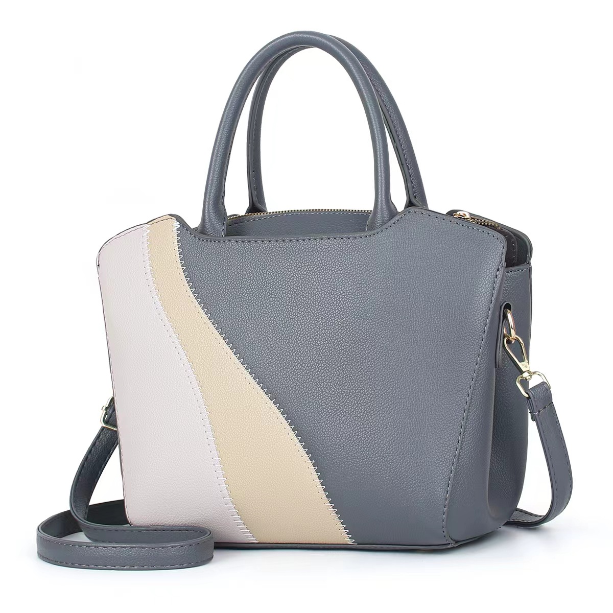 New 2024 foreign trade women's bag, single-shoulder crossbody bag, large-capacity retro patchwork handbag for women, commuter cross-border bag Specification drawing