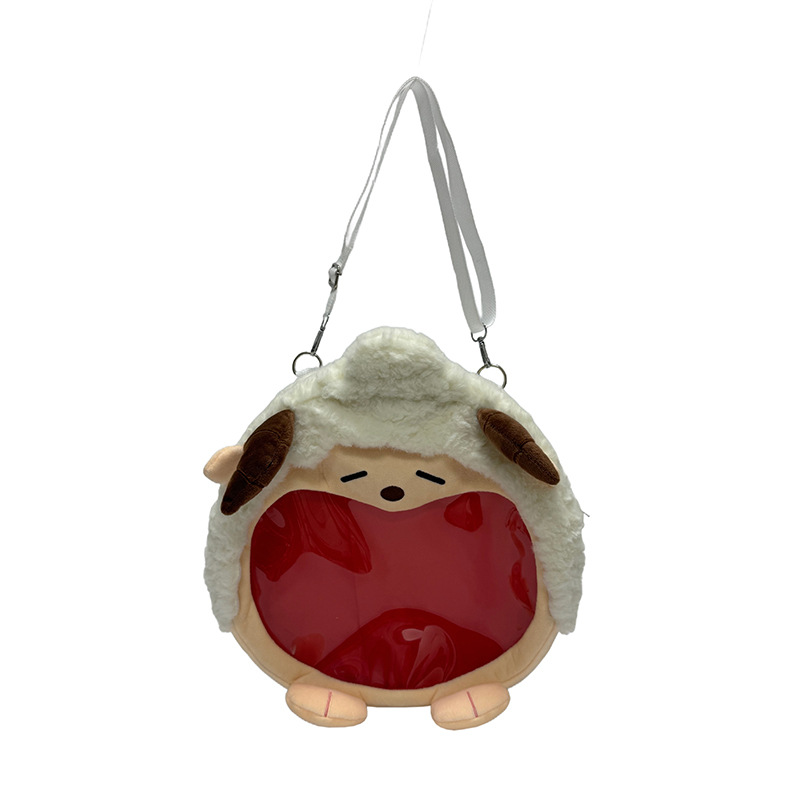 Cartoon-style Japanese-style girl's heart backpack, cute plush doll, student personality, crossbody jelly bag, transparent backpack style Item Picture