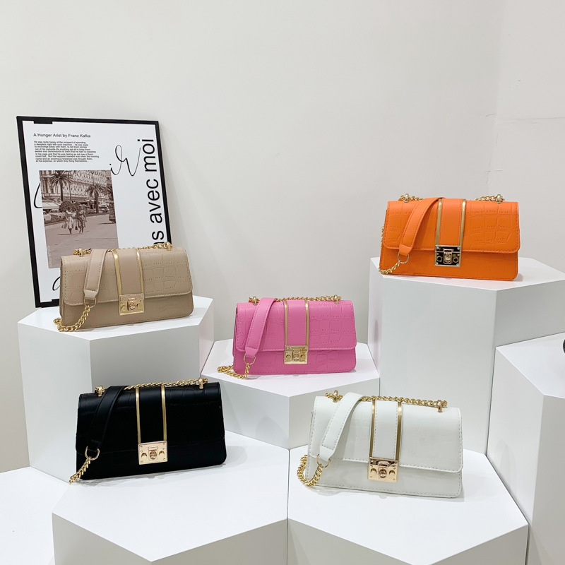 Bags New Autumn Korean style chain bag, trendy texture, casual stone pattern commuting single-shoulder bag full figure