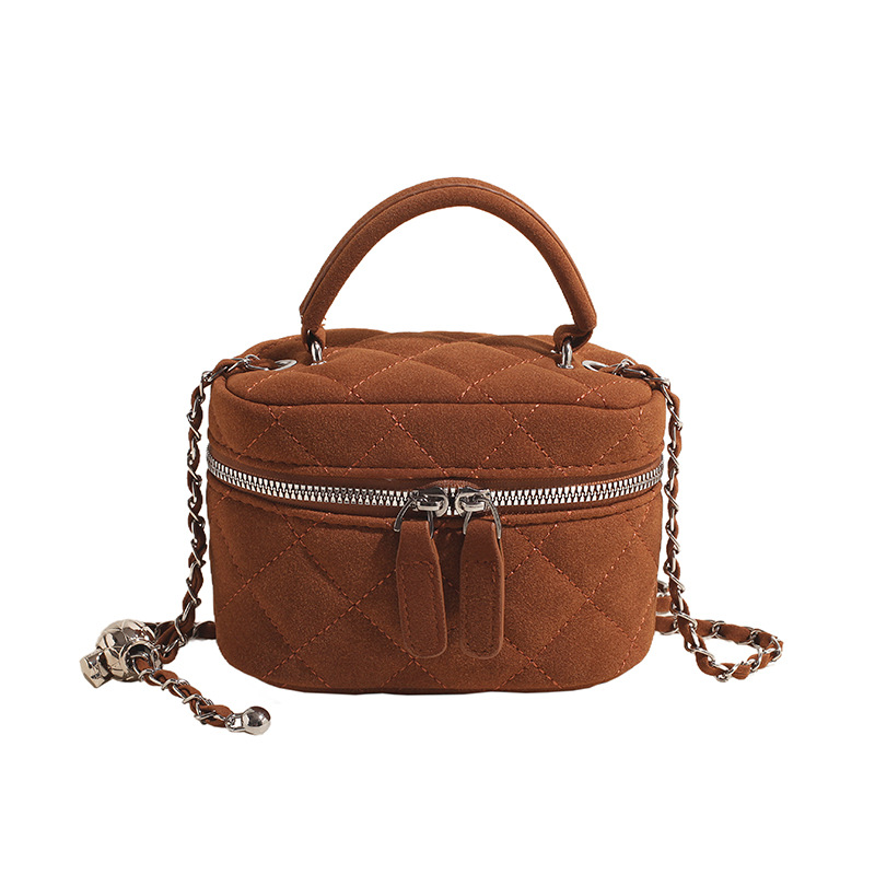 A high-end suede mini chanel-style diamond-shaped chain small bag for women, 2024 new mini single-shoulder crossbody phone bag Item Picture