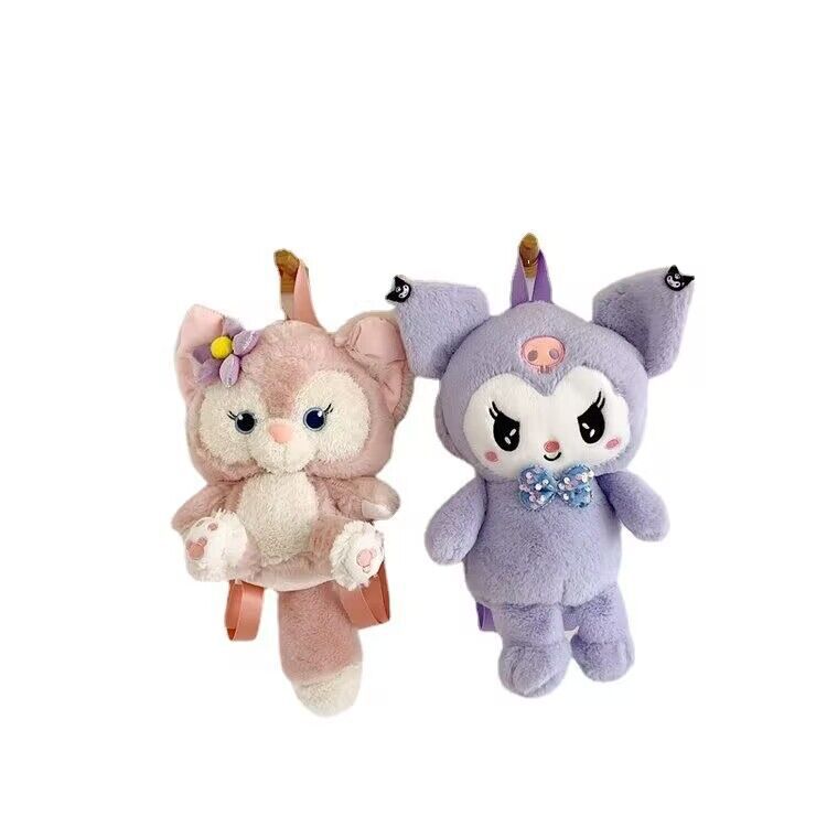 New plush backpack, pink cartoon parent-child crossbody bag, Little Fox Kuromi plush bag, cross-border wholesale Item Picture