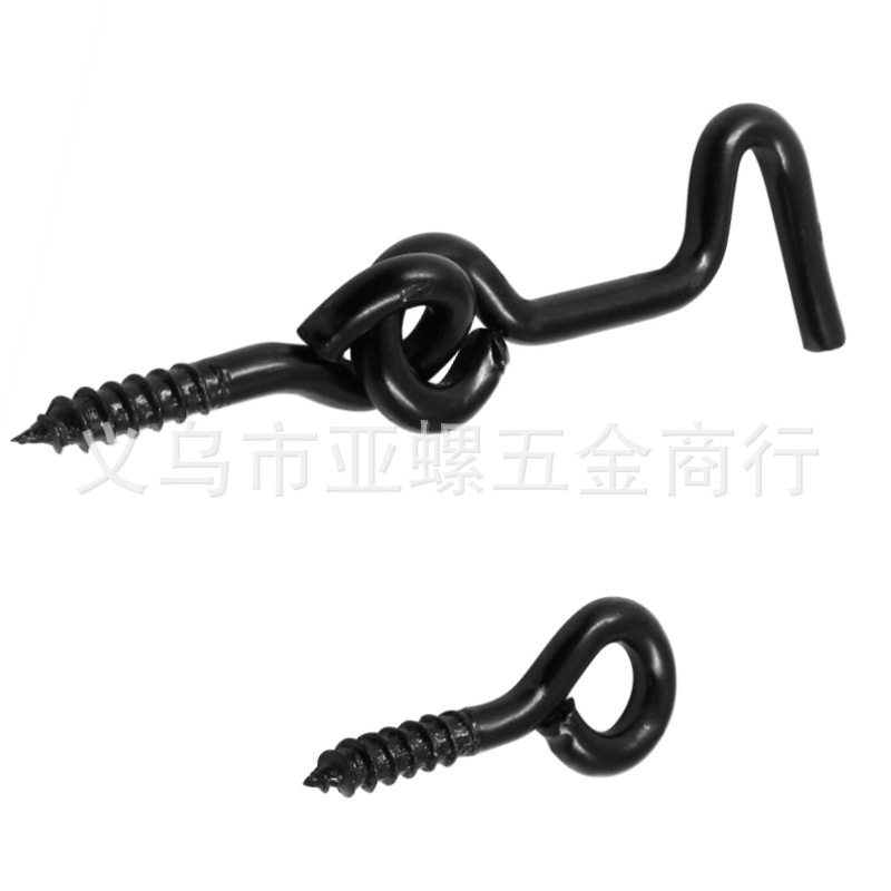 Carbon steel window hook, thickened solid windproof hook, matte black window hook, lock, sliding door buckle, old-fashioned window hook Specification drawing