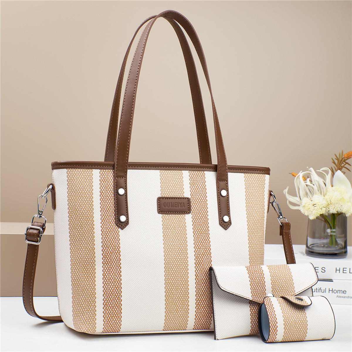 New color-blocking mother and child handbag, versatile for cross-border use, large-capacity mom's fashionable women's bag, Korean version crossbody bag, single-shoulder bag full figure