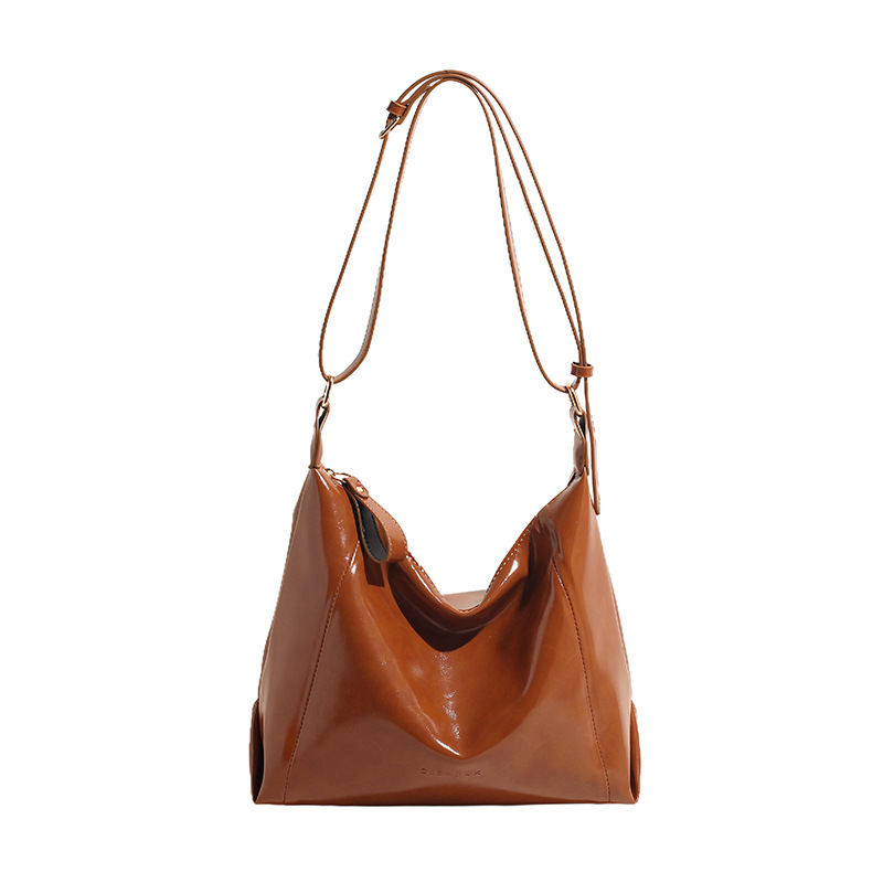 Fashionable shiny tote bag for women, 2024 new large-capacity simple and casual shoulder bag, high-end and versatile underarm bag Item Picture