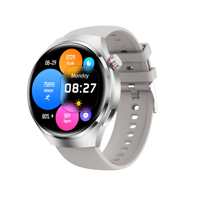 The cross-border bestseller Gt4PRO sports smartwatch with a round screen features Bluetooth communication, water resistance, and voice assistance Specification drawing