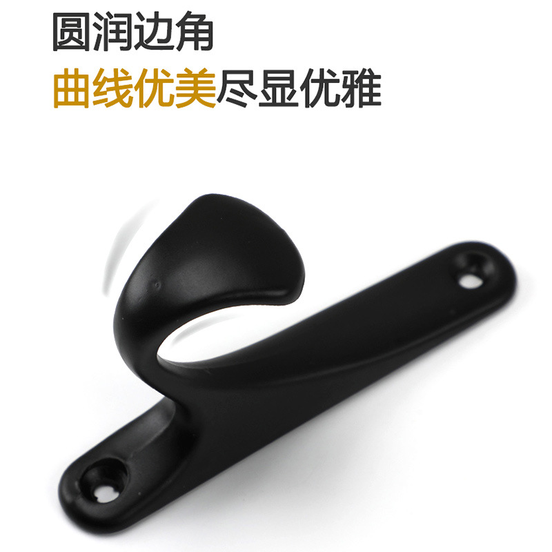 Zinc alloy door rear small coat hook, single hanging coat hook, integrated single hook, black and silver, no need for drilling, door and window grille small coat hook Specification drawing