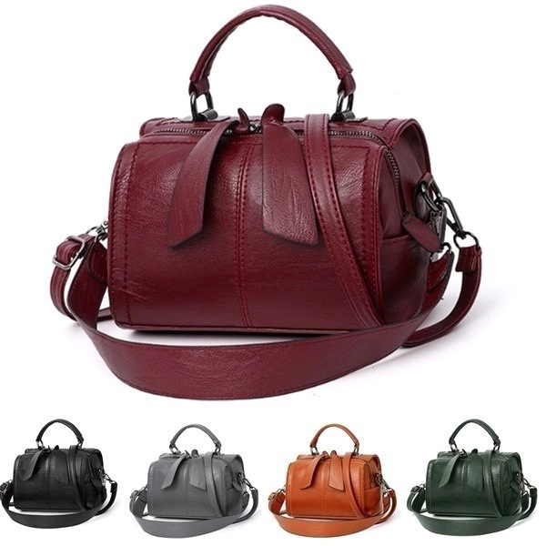 European and American British style Boston women's bag, PU soft leather large-capacity pillow bag, cross-border export crossbody handbag Item Picture