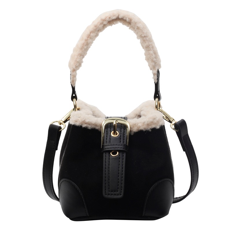 Lambskin mini bucket bag, Maillard suede retro handbag, 2024 new style, fashionable single-shoulder crossbody small bag Item Picture