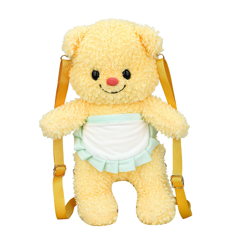 New fashionable cartoon plush butter bear, cute and soft bear doll backpack, cream bear doll bag Item Picture