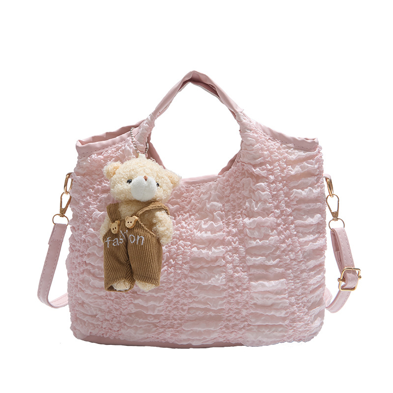 Bubble cloth bag for women with large capacity 2025 new summer single-shoulder crossbody bag. This year's popular commuting hand-held bucket bag Item Picture