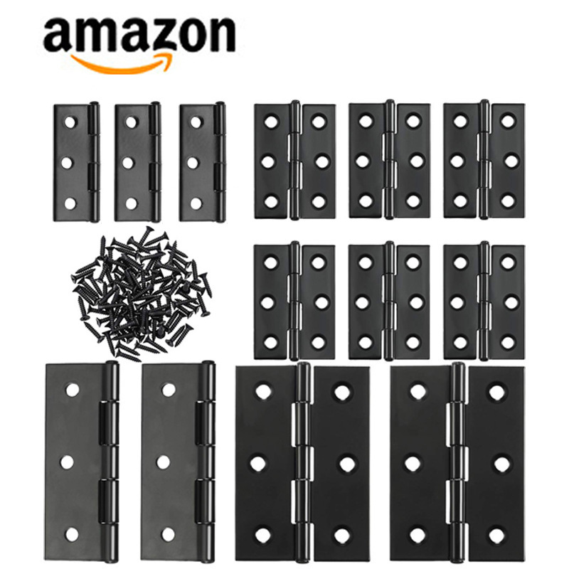 Black hinges, stainless steel hinged 1.5/2.5/3/4 inch, 2-inch wooden box, cabinet door, folding small hinge leaf hinge full figure