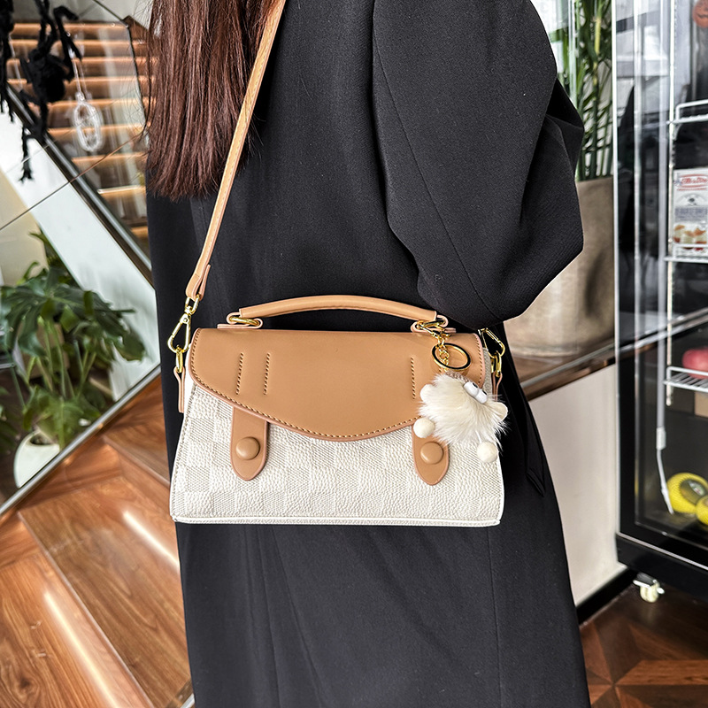 Bag Lady 2025 New crossbody bag, high-end texture, color-blocking handbag, simple Japanese and Korean style, casual bag trend full figure