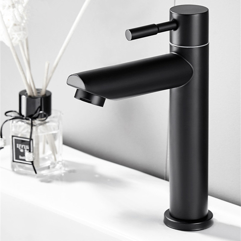 Washbasin hot and cold water faucet, stainless steel faucet, bathroom countertop basin, single cold faucet, mixing valve details Picture