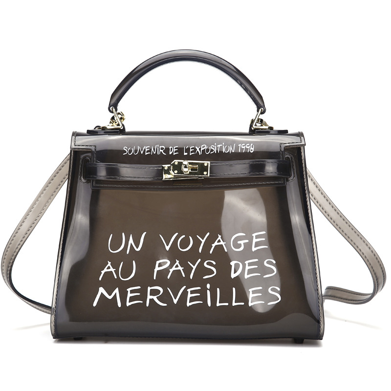 2025 Korean version semi-transparent PVC jelly bag, high-temperature set lock letter bag, hand-held Kelly bag, single-shoulder hand-held Item Picture