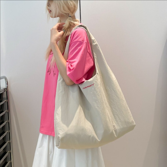 Korean-style laid-back sail cloth bag, women's bag, summer casual large-capacity tote bag, student class single-shoulder bag, handbag full figure