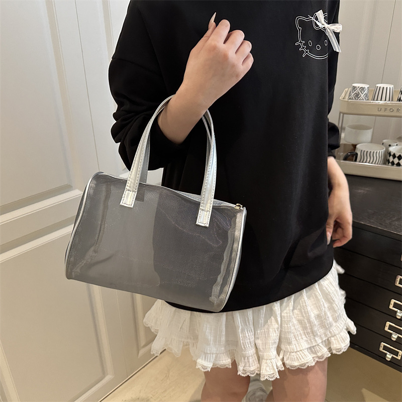 Transparent mesh handbag, a portable, versatile and large-capacity bag for women, is a cross-border trend details Picture