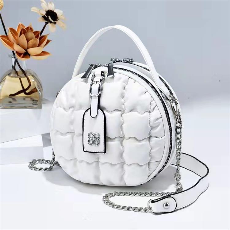 ladies bag 2024 New pleated chanel-style, stylish and ladylike, cute round bag Specification drawing