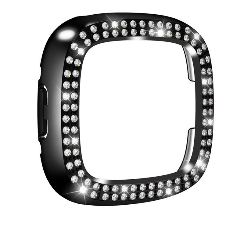 Suitable for Fitbit Versa 4 /sense2 watch cases, PC-plated double-row diamond semi-enclosed hollow protective case Specification drawing