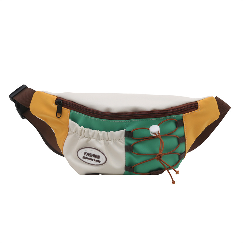 Japanese-style retro color-blocking saddle bag, women's Korean-style niche design crossbody bag, sporty and casual dumpling bag Item Picture