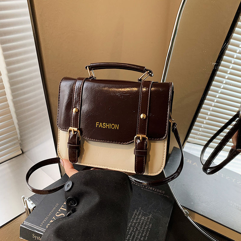Retro handbag for women, 2025 new trendy and fashionable color-blocking small square bag, versatile single-shoulder crossbody bag, briefcase full figure