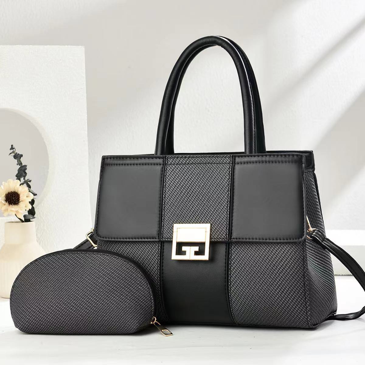 Cross-border bags two-piece set PU mother-and-child bag, large capacity, fashionable crocodile handbag pattern, elegant single-shoulder crossbody bag full figure