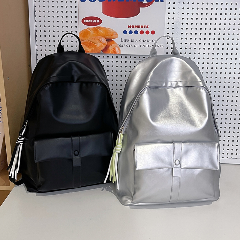 Hong Kong-style retro backpack for men and women, fashionable and simple, soft leather large-capacity student schoolbag, casual and versatile travel backpack Specification drawing