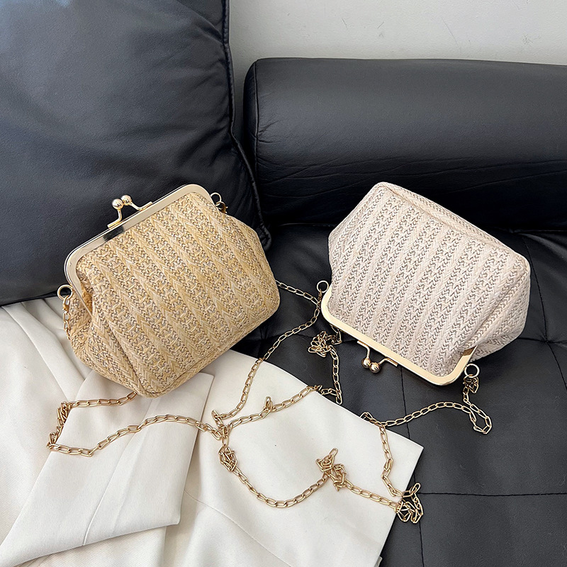 Woven shell bag for women, Spring 2024 new style, simple and fashionable chain bag, casual crossbody small square bag Application Scenario