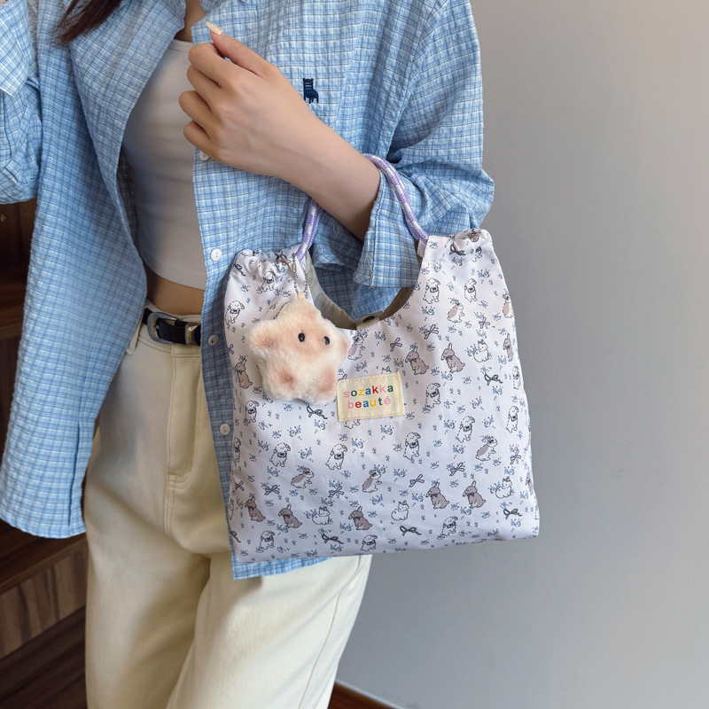 The new ins canvas single-shoulder bag for spring and summer is a fresh and large-capacity student class backpack with a cute hand-held canvas bag Specification drawing