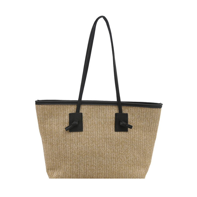 New Spring/Summer 2025 fashionable and simple single-shoulder bag, Korean-style hand-held woven bag, large-capacity commuter tote bucket bag Item Picture