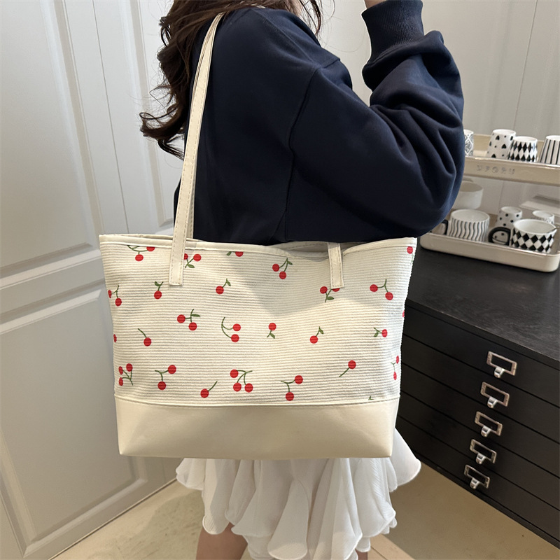 New college student tote bag for women with large capacity 2025 dopamine, a single-shoulder bag for commuting and school Specification drawing
