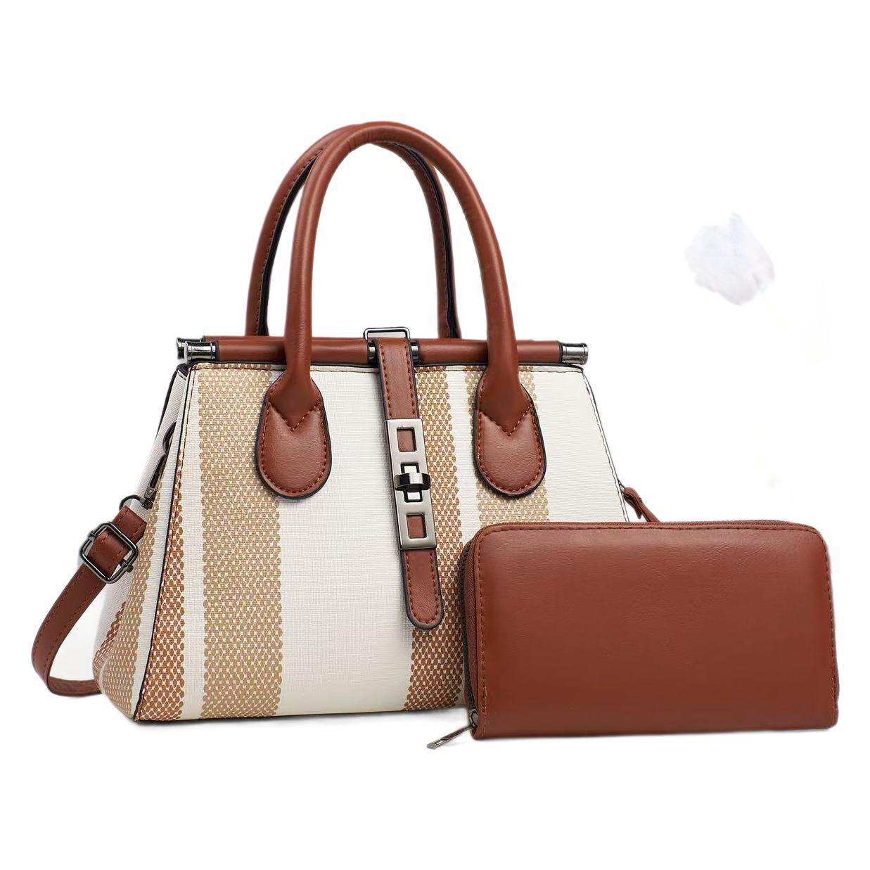 A new cross-border foreign trade bag with a faux woven and fashionable color contrast, a single-shoulder crossbody handbag, large capacity and high-quality women's bag Item Picture