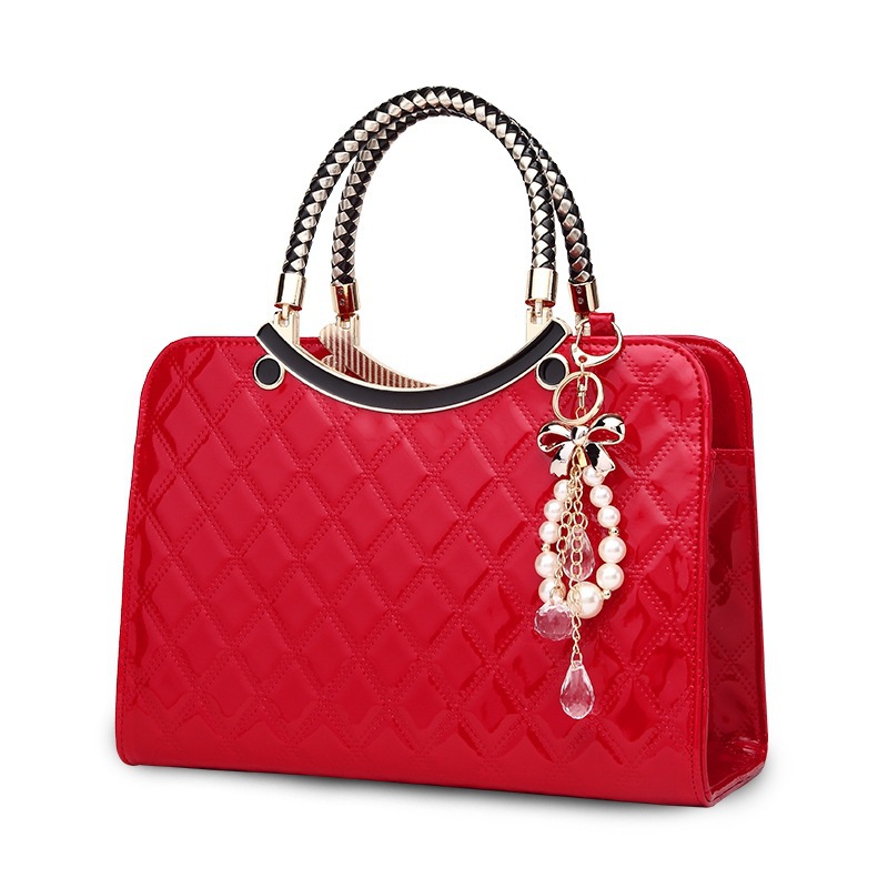 Patent leather women's handbag 2024 new style, trendy and versatile single-shoulder bag, large-capacity women's bag, crossbody bag Specification drawing