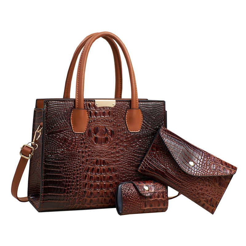 Fashionable crocodile pattern women's bag, European and American retro women's handbag, 2025 new style, simple and elegant, large capacity crossbody bag Item Picture