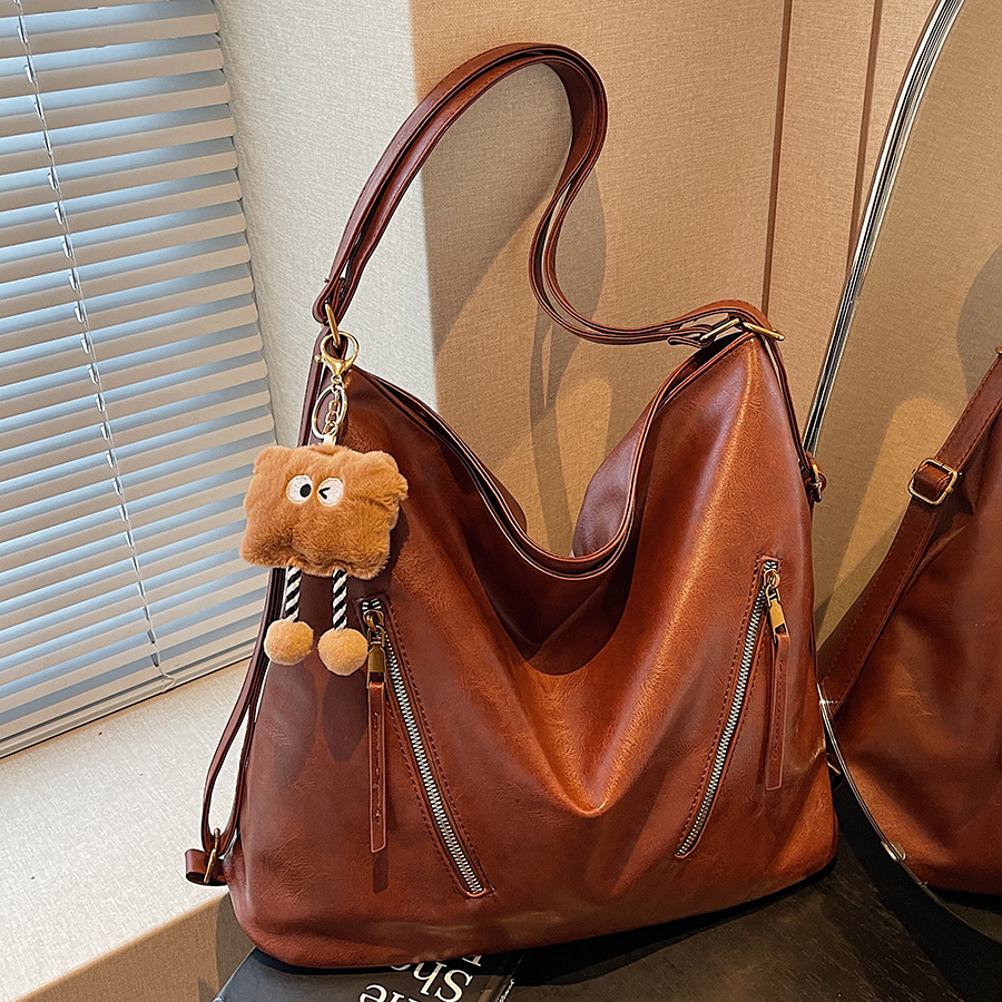 Retro commuter Tote bag for women, large capacity 2024 new style, fashionable single-shoulder crossbody multi-functional lightweight backpack full figure