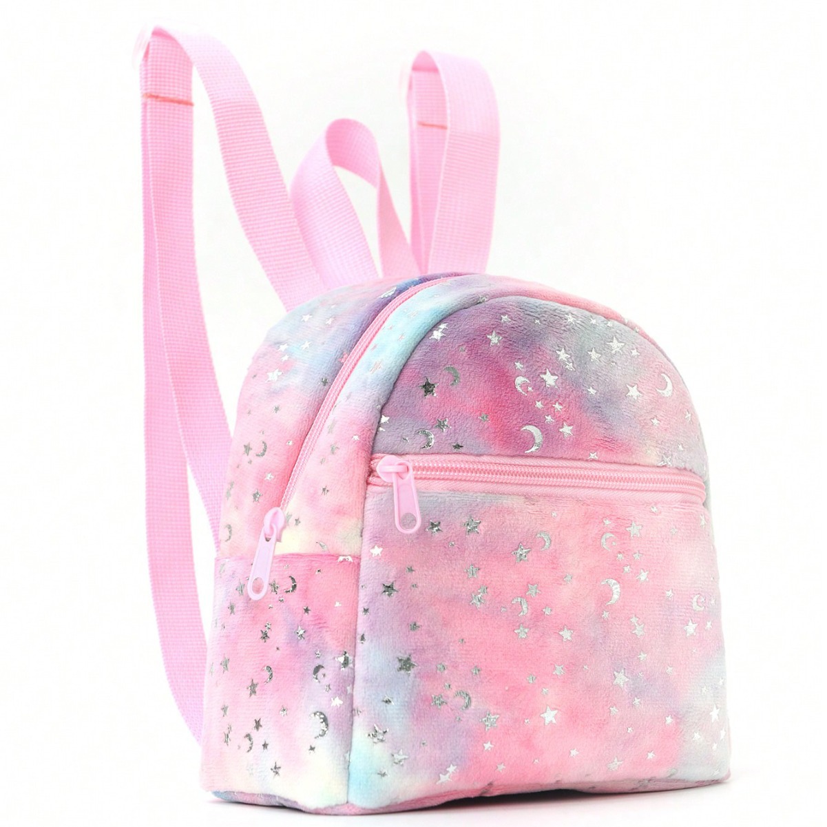 A mini and cute cross-border best-selling women's fashion backpack with star and moon prints, soft plush and adjustable details Picture