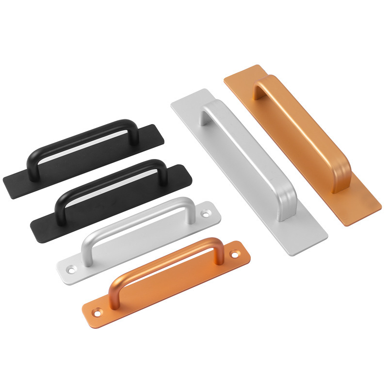 Huamen non-drilling aluminum alloy door handle, exposed balcony cabinet, kitchen sliding door handle, non-slotting handle Item Picture